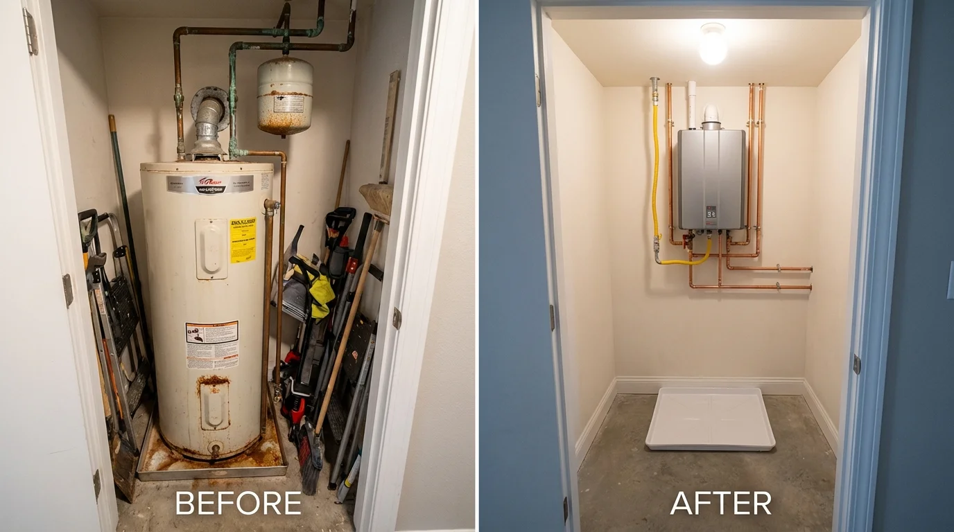 Tank water heater versus wall-mounted tankless unit comparison for Mound City, IL homeowners